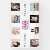 30歳の誕生日パーティー写真コラージュ女性ホワイト 横断幕 (縦)