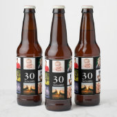 30歳の誕生日パーティー写真コラージュ男ブラック ビールラベル (ボトル)