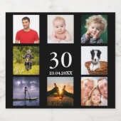 30歳の誕生日パーティー写真コラージュ男ブラック ビールラベル (シングルラベル)