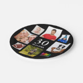 30歳の誕生日パーティー写真コラージュ男ブラック ペーパープレート (アングル)