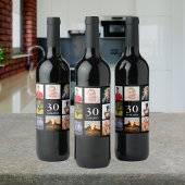 30歳の誕生日パーティー写真コラージュ男ブラック ワインラベル