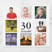 30歳の誕生日パーティー写真コラージュ男 ビールラベル (シングルラベル)