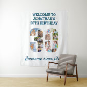 30歳の誕生日パーティー写真コラージュ背景 タペストリー (インサイチュ)