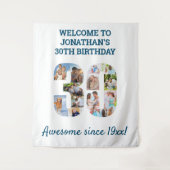 30歳の誕生日パーティー写真コラージュ背景 タペストリー (正面)