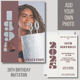 30歳の誕生日パーティー写真生まれ1995赤招待状 招待状