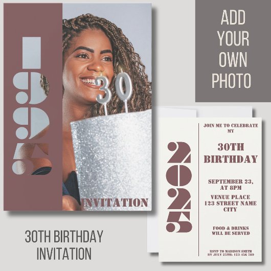 30歳の誕生日パーティー写真生まれ1995赤招待状 招待状