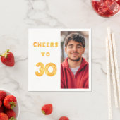 30歳の誕生日パーティー写真金ゴールドバルーン応援 スタンダードカクテルナプキン (インサイチュ)