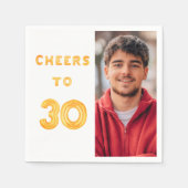 30歳の誕生日パーティー写真金ゴールドバルーン応援 スタンダードカクテルナプキン (正面)