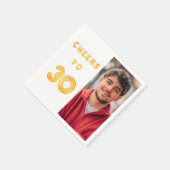 30歳の誕生日パーティー写真金ゴールドバルーン応援 スタンダードカクテルナプキン (角)