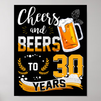 30歳の誕生日パーティー応援とビール30年 ポスター
