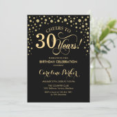 30歳の誕生日パーティー招待状 - ゴールド ブラック 招待状 (スタンド正面)