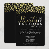 30歳の誕生日パーティー招待状（ブラックとゴールド） 招待状 (正面/裏面)