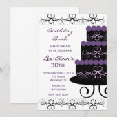 30歳の誕生日パーティー招待状 紫の渦 招待状 (正面/裏面)