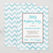 30歳の誕生日パーティー招待状（青） 招待状 (正面/裏面)