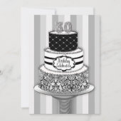 30歳の誕生日パーティー招待状、3段のケーキ 招待状 (正面)