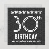 30歳の誕生日パーティー木炭スターと白W1491 招待状 (正面/裏面)