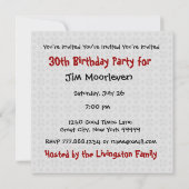 30歳の誕生日パーティー木炭スターと白W1491 招待状 (裏面)