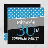 30歳の誕生日パーティー水玉模様のパターン 招待状 (正面/裏面)