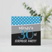30歳の誕生日パーティー水玉模様のパターン 招待状 (スタンド正面)