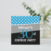 30歳の誕生日パーティー水玉模様のパターン 招待状 (スタンド正面)