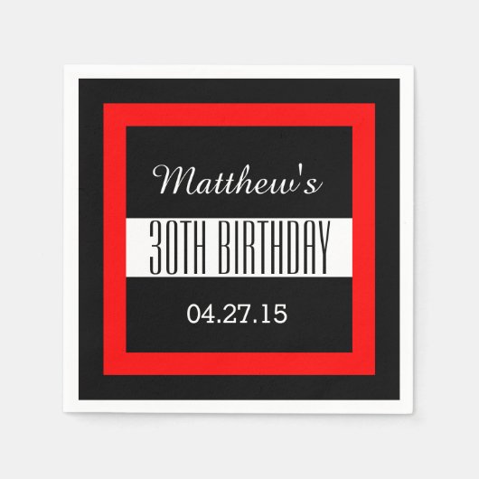 30歳の誕生日パーティー無地のカラー正方形フレームVZ4 スタンダードカクテルナプキン (正面)