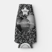 30歳の誕生日パーティー番号パターン白黒 ボトルクーラー (正面)