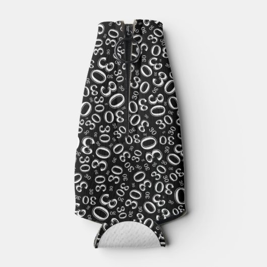 30歳の誕生日パーティー番号パターン白黒 ボトルクーラー (裏面)