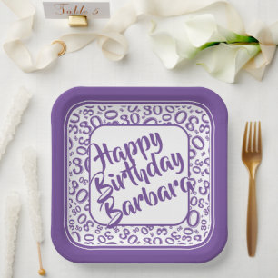 30歳の誕生日パーティー番号パターン紫/白 ペーパープレート