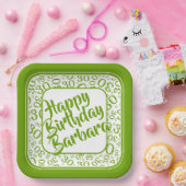 30歳の誕生日パーティー番号パターン緑/白 ペーパープレート (パーティー)