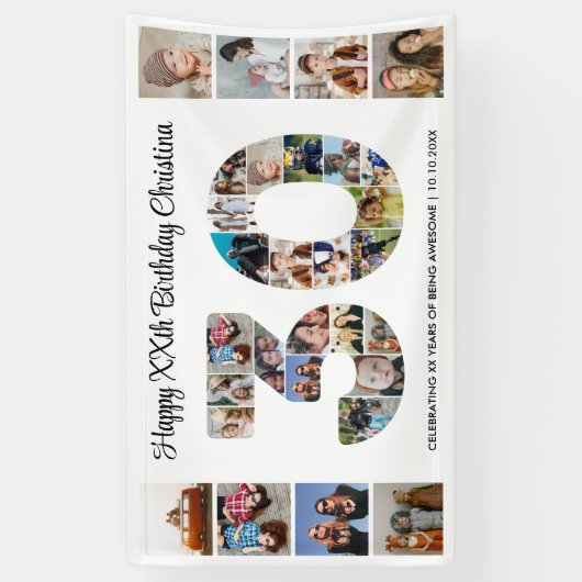 30歳の誕生日パーティー番号30フォトコラージュ 横断幕 (縦)