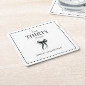 30歳の誕生日パーティー白黒 スクエアペーパーコースター (アングル)