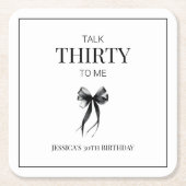 30歳の誕生日パーティー白黒 スクエアペーパーコースター (正面)