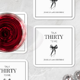 30歳の誕生日パーティー白黒 スクエアペーパーコースター