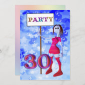 30歳の誕生日パーティー看板招待 招待状 (正面/裏面)