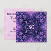 30歳の誕生日パーティー紫の花とボウリネン 招待状 (正面/裏面)