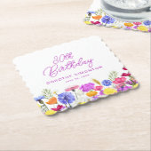 30歳の誕生日パーティー紫の野花カスタム ペーパーコースター (アングル)