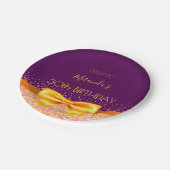 30歳の誕生日パーティー紫の金ゴールドエレガントボウ名 ペーパープレート (アングル)