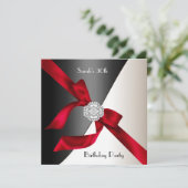 30歳の誕生日パーティー赤いホワイトブラックダイヤモンド 招待状 (スタンド正面)