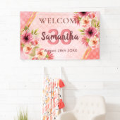 30歳の誕生日パーティー赤面ピンク花模様歓迎 横断幕 (インサイチュ)