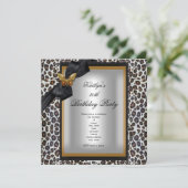 30歳の誕生日パーティー金ゴールドチーターブラックバタフライ 招待状 (スタンド正面)