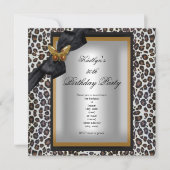 30歳の誕生日パーティー金ゴールドチーターブラックバタフライ 招待状 (正面)