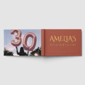 30歳の誕生日パーティー金ゴールドフォイル縁どテラコッタ ゲストブック (全面)