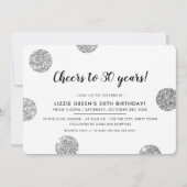 30歳の誕生日パーティー銀クールグリッター水玉模様 招待状 (正面)