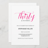 30歳の誕生日パーティー30ピンク30歳の誕生日 招待状 (正面/裏面)