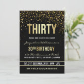 30歳の誕生日パーティー | きらめく金ゴールド紙吹雪 招待状 (スタンド正面)