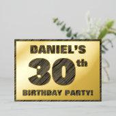 30歳の誕生日パーティー— はっきりした、木目フェイク文字 箔招待状 (立ち正面)