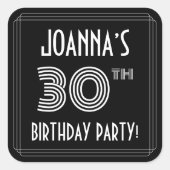 30歳の誕生日パーティー:アールデコスタイルと名前をカスタムする スクエアシール (正面)