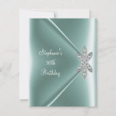 30歳の誕生日パーティー エレガントなミントグリーンの宝石 招待状 (正面)