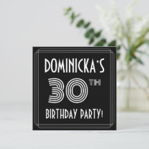 30歳の誕生日パーティー：カスタムネーム付きのアールデコスタイル