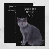 30歳の誕生日パーティー グレー猫 招待状 (正面/裏面)
